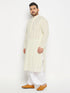 Vastramay Men's Plus Size Chikankari Embroidered Kurta And White Dhoti Set